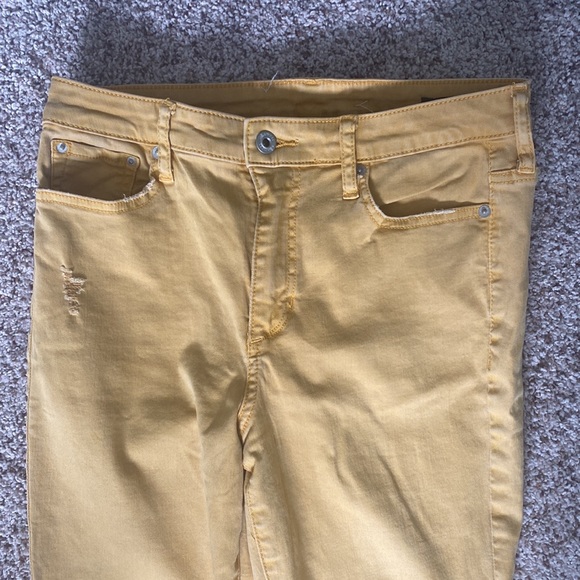 Ella Moss Distressed High Rise Skinny Ankle Size 28 in Mustard/Yellow/Citrus - Picture 4 of 12